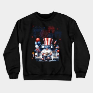 4th Of July Patriotic Gnomes Sunglasses American Fireworks Crewneck Sweatshirt